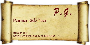 Parma Géza névjegykártya