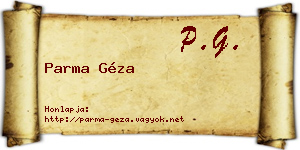 Parma Géza névjegykártya